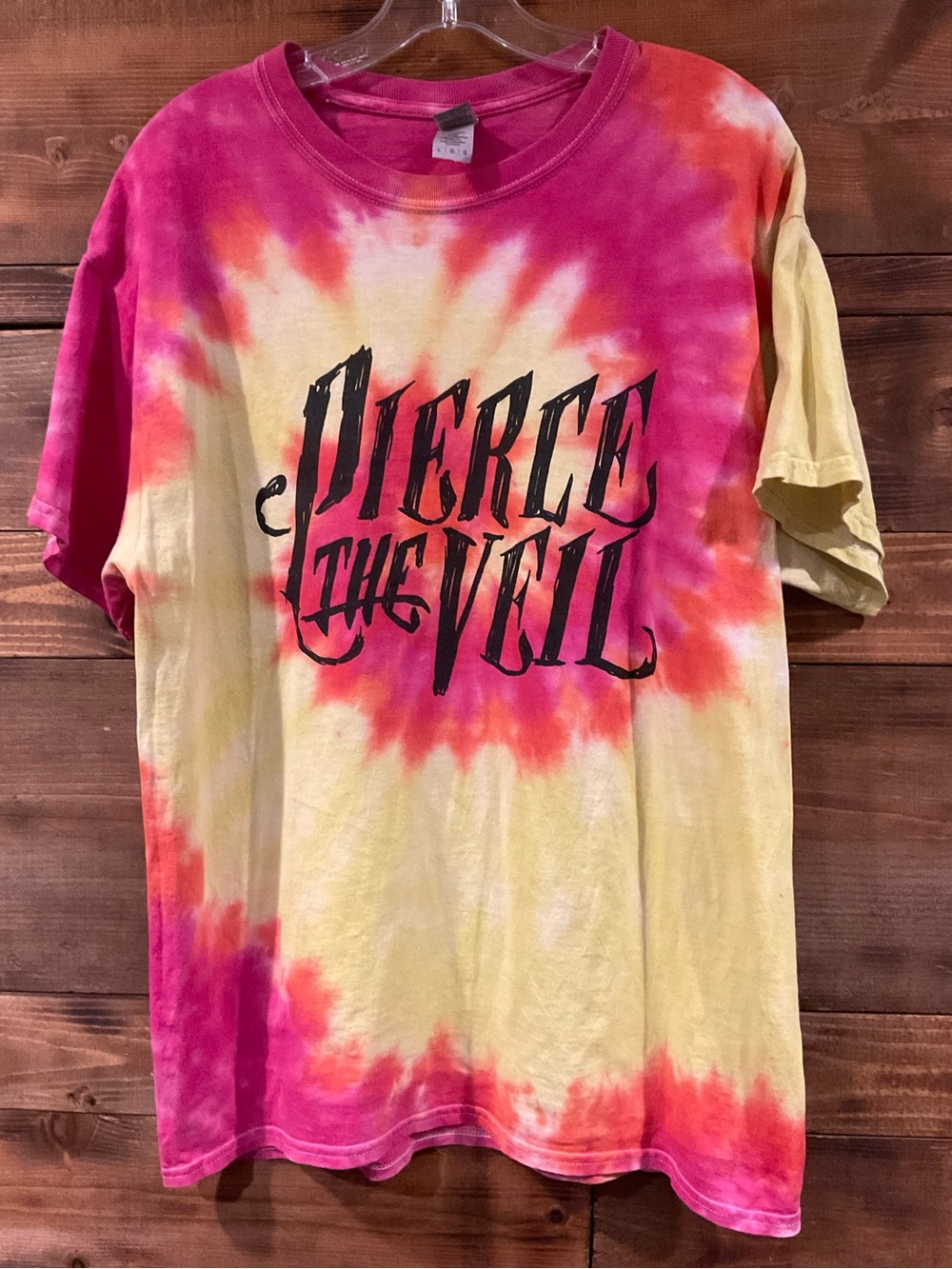 PIERCE THE VEIL Tye Dye T-shirt Tee Pink/Orange/Yellow Men's Women's LARGE